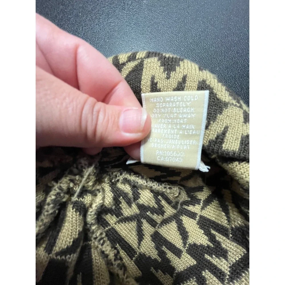 Michael Kors Womens‎ Monogram Logo Knit Beanie Hat Brown Tan One Size O/S